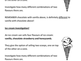 Maths ice cream investigation (working systematically)