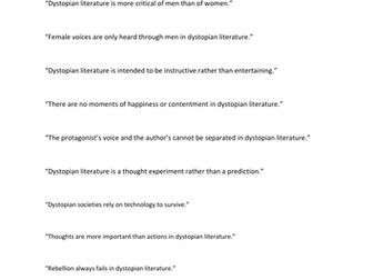 A Level English Lit - Dystopia Practice Questions