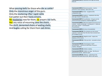 OCR Conflict Poetry Cluster - ALL poems analysed