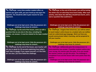 Challenge Cards for More Able Students