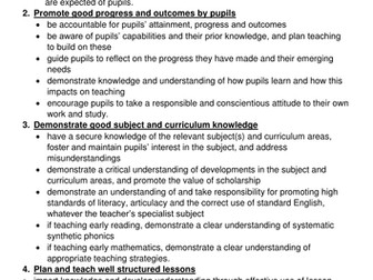 Teaching Standards Breakdown