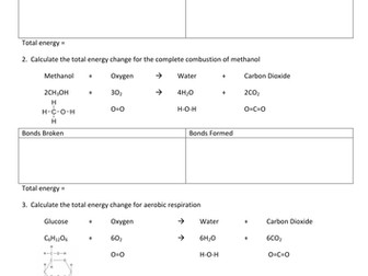 Bond energy in chemical reactions