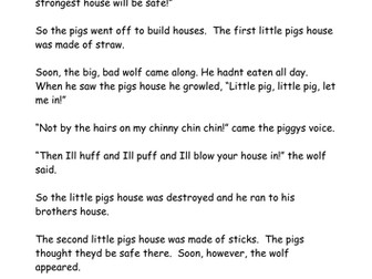 Missing apostrophes activity _ 3 Little Pigs _ possession, omission/contraction/plural possession
