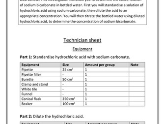 Experiment: Determining the Sodium Bicarbonate Content of Bottled Water (BTEC Unit 19 Assignment A)