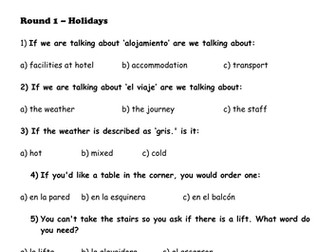 Spanish GCSE pub quiz revision