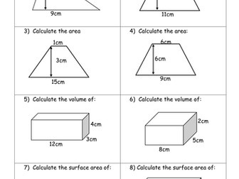 Area of 2D shapes