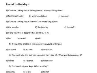 GCSE French pub quiz revision