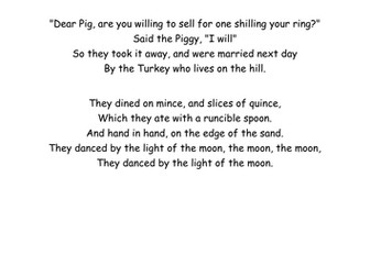 YEAR 2 POETRY PLANNING THE OWL AND THE PUSSYCAT