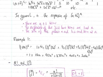 A Level Maths: C2 Revision Notes - Binomial expansion