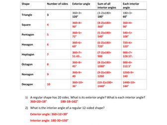 Interior and Exterior Angles Worksheet