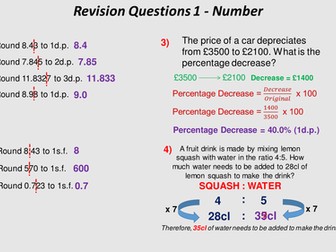 Approx 70 Revision Question Powerpoint, with Worked Solutions