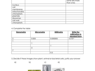 Cell Biology review questions AQA (1-9)