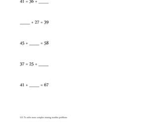 Y2 Missing number problems expected and greater depth