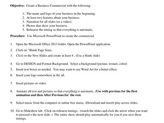 TV/Media Commercial Rubric