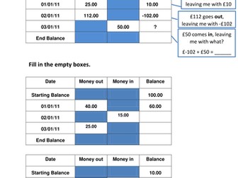 Adding and Subtracting Negative Numbers (bank statements)