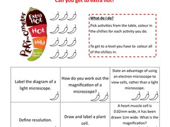 Microscopes and Cells Choiceboard