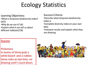 New GCSE Biology Ecology Simpsons Biodiversity Lesson