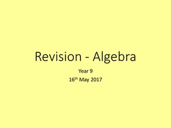 Revision Lesson and Activities - Algebra