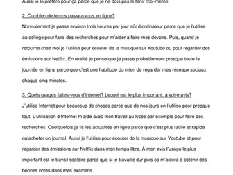 French AS level essays- CYBER TOPIC