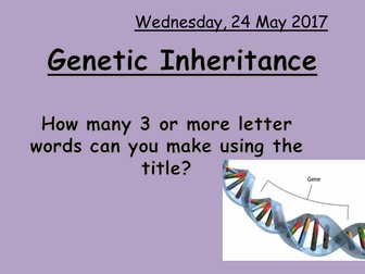 New AQA GCSE Biology Inheritance Lesson 4: Genetic Inheritance and Disorders