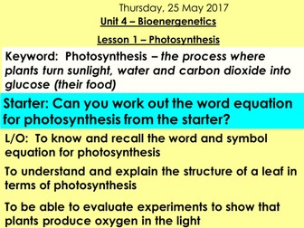 NEW AQA 9-1 TRILOGY BIOLOGY UNIT 4 - BIOENERGENTICS