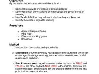 Smoking Awareness Lesson Pack KS 3