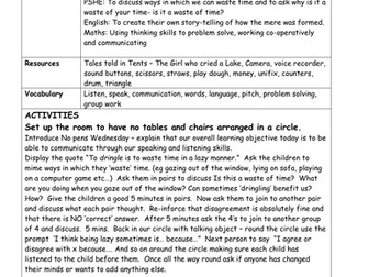 A day plan for 'no pens day'