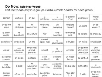 Role play vocab practice - tourist information