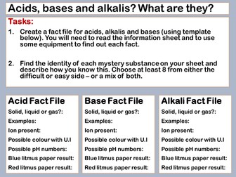 Chemical Changes: "Acids, bases and Alkalis" differentiated, student led lesson for AQA Trilogy