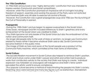 A Level History, Russia: Stalinism and the Cult of Personality