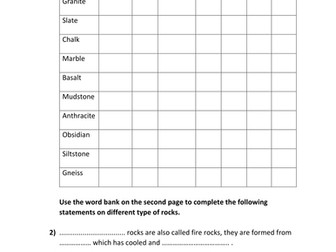 REVISION ON ROCKS AND THE ROCK CYCLE | Teaching Resources