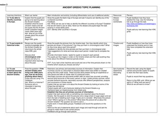 The Ancient Greeks topic planning