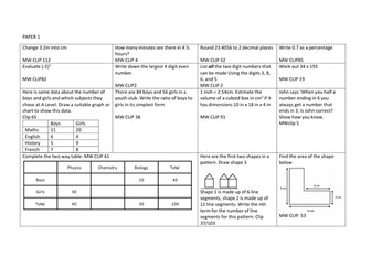 New 9-1 GCSE Maths Edexcel Specimen Papers Set 1 Revision Grids Foundation