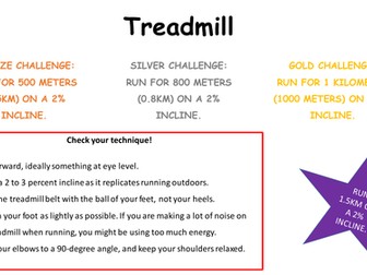 Challenge cards for fitness suite