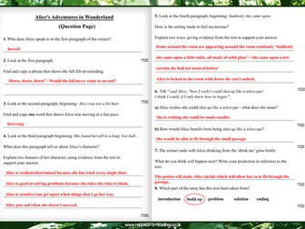 Alice's Adventures in Wonderland KS2 comprehension with answers - mix of question types Year 5/6
