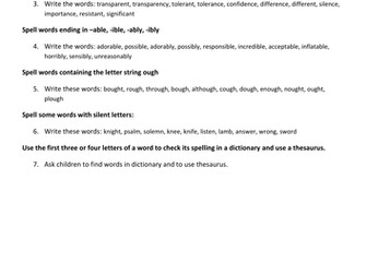Spelling and Grammar (SPAG) assessment based on Target Tracker statements for Band 5