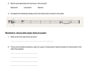 NEW GCSE MUSIC 9-1 Unit 4 Classical since 1910 Bartok Concerto for Orchestra Listening questions