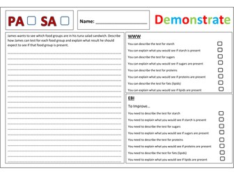 Food Test PASA Activity - Peer and Self Assessment