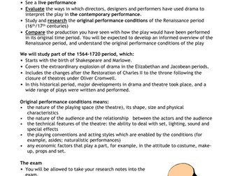 Shakespeare booklet- A level drama EDEXCEL pre-reading