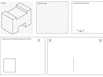 Isometric and Perspective drawing tasks sheets