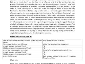 AQA A Level English Language Paper 2 Question 3 Texts and exemplar paragraph