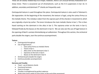 Edexcel A-Level Music (2016): Bach Cantata - Example Essay Activity