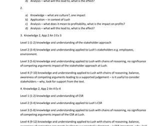 A level Edexcel Business New Spec Unit 3.4 Topic test, answers and homework