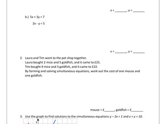 Simultaneous Equations worksheet