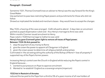 Essay Plan - Changes in the reign of Henry VIII up to 1540 occurred because of Cromwell