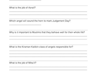 Angels in Islam - Assessment/Test
