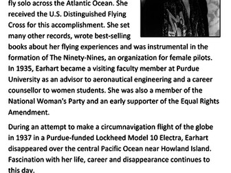 Amelia Earhart Handout