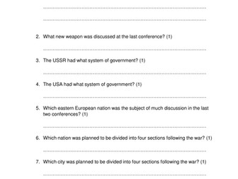 Superpower relations - Cold War Key Topic 1 Quiz