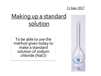 Making a standard solution and carrying out titration to find concentration
