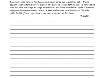 NEW GCSE French Translations. Theme One: Identity and Culture. Free time activities.